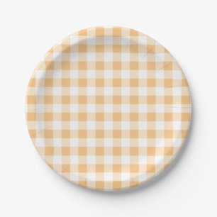 Plato De Papel Naranja Gingham