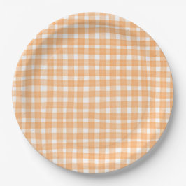 Plato De Papel Naranja Gingham Fall