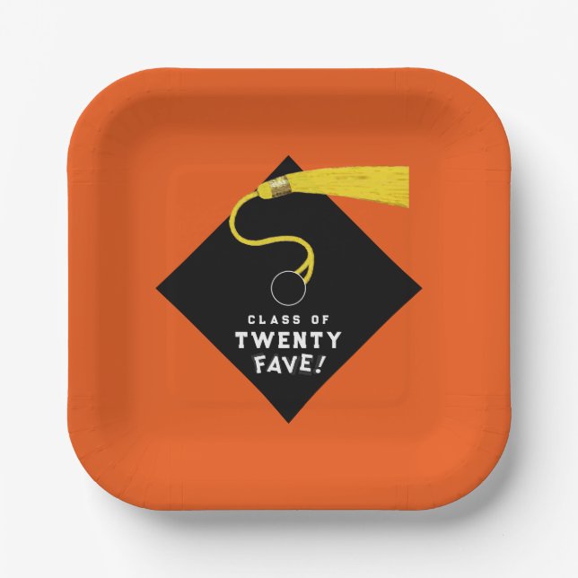 Plato De Papel Naranja Graduación 2025 Fiesta (Anverso)