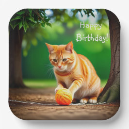 Plato De Papel Naranja Kitty