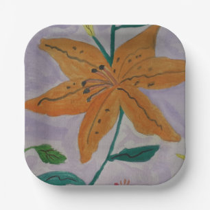 Plato De Papel Naranja Lily