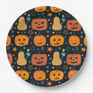 Plato De Papel Naranja lindo Jack O Lantern Pumpkin Halloween