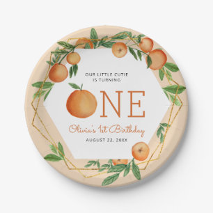 Plato De Papel Naranja Little Cutie Primer cumpleaños