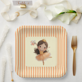 Plato De Papel Naranja Little Princess Ball