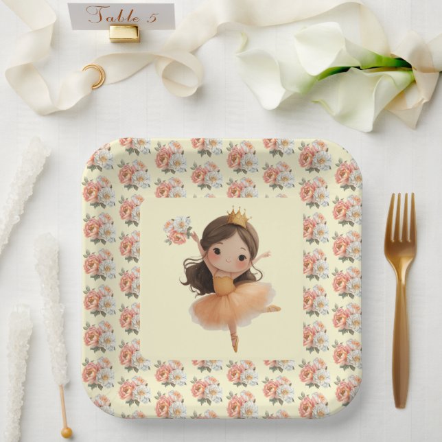Plato De Papel Naranja Little Princess Ball (Boda)