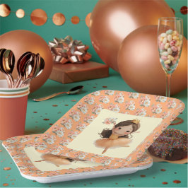 Plato De Papel Naranja Little Princess Ball