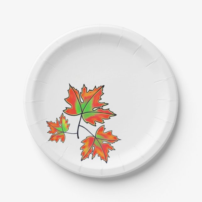 Plato De Papel Naranja Maple Leaf (Anverso)