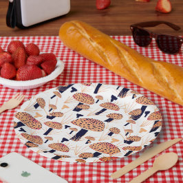 Plato De Papel Naranja Mushroom Fall Birday Party