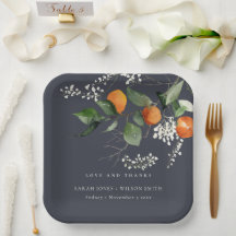 Naranja Navy Boho Blossom Boda Botánico