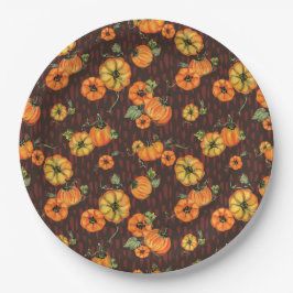 Plato De Papel Naranja/negro de las calabazas de caída de color d