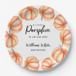 Plato De Papel Naranja Pequeña Calabaza Halloween Cae Baby Shower