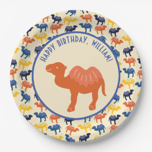 Plato De Papel Naranja Personalizado Camel Cumpleaños Personaliz