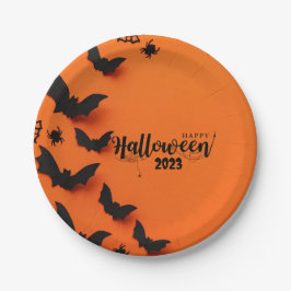 PLATO DE PAPEL NARANJA PERSONALIZADO HALLOWEEN