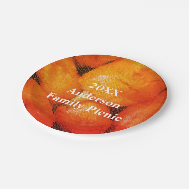 Plato De Papel Naranja picnic Mosaic Chili Peppers Reunion (Angular)