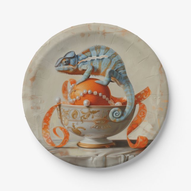 Plato De Papel Naranja - Placas de papel redondo (Anverso)