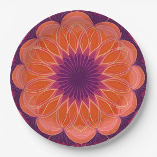 Plato De Papel Naranja Purple Kaleidoscope