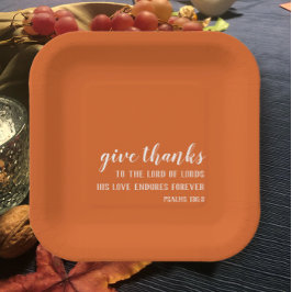 Plato De Papel Naranja quemado moderno dar gracias Acción de Grac