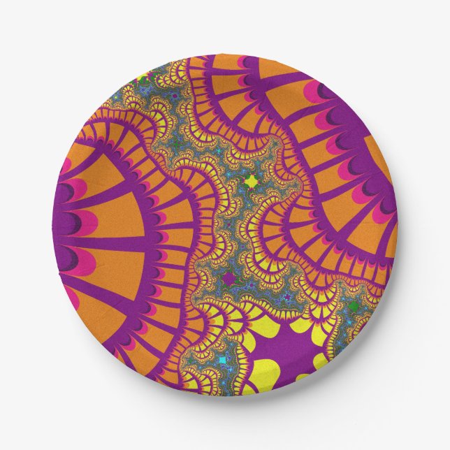 Plato De Papel Naranja Rainbow Remix (Anverso)