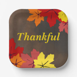 Plato De Papel Naranja Rojo Agradecido árbol de arce amarillo dej
