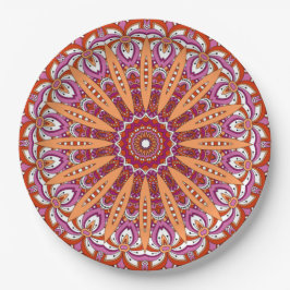 Plato De Papel Naranja rojo rosa mandala Orgullo lesbiano