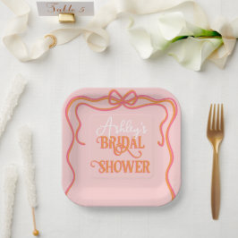 Plato De Papel Naranja Rosa  Bridal De Marco Ondulado Audaz