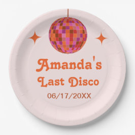 Plato De Papel Naranja Rosa Groovy Última disco Bachelorette