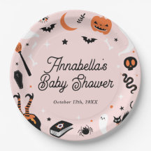 Naranja rosa Halloween Baby Shower