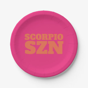 Plato De Papel Naranja Rosado Scorpio SZN Guay