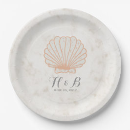 Plato De Papel Naranja Rustic Seashell Boda