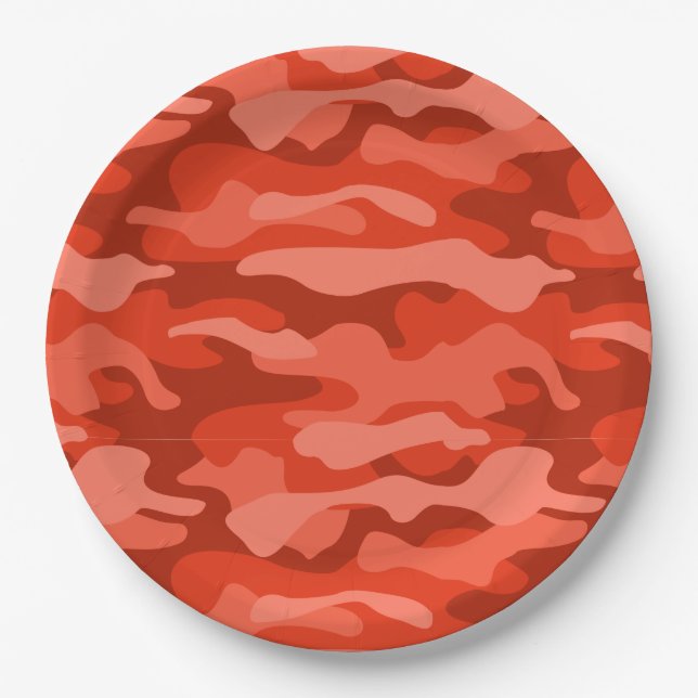 Plato De Papel Naranja Soda Monocolor Camo (Anverso)