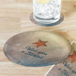 Plato De Papel Naranja Starfish en el Personalizable de arena y s