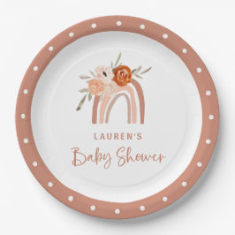 Plato De Papel Naranja Terracotta Boho | Baby Shower arcoiris