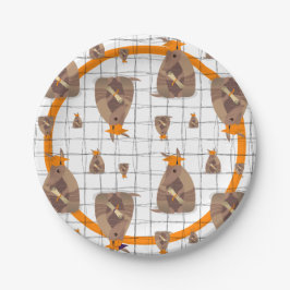 Plato De Papel Naranja Texas Graduate Armadillo