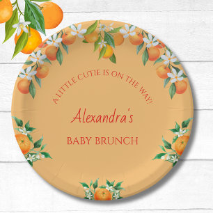 Plato De Papel Naranja Un Pequeño Citrus Bebé Brunch