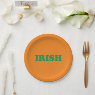 Plato De Papel Naranja verde irlandés moderno Día de San Patricio