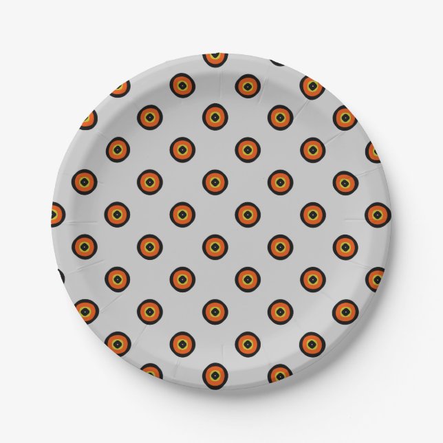 Plato De Papel Naranja Verde Negro (Anverso)
