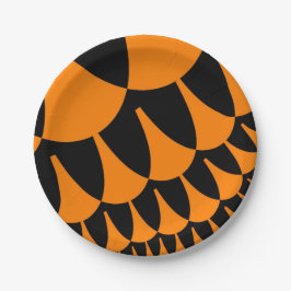 Plato De Papel Naranja y escalas negras