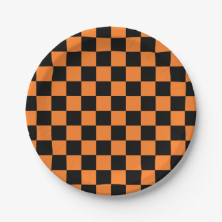 Plato De Papel Naranja y negro