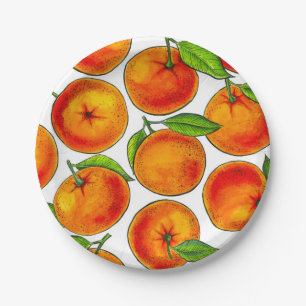 Plato De Papel Naranjas