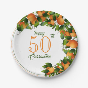 Plato De Papel Naranjas cítricos  Cumpleaños