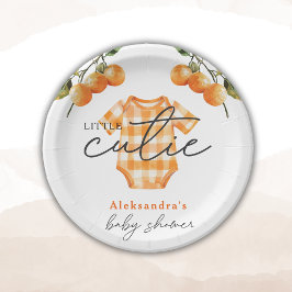 Plato De Papel Naranjas de verano burlón traje de cuerpo Baby Sho