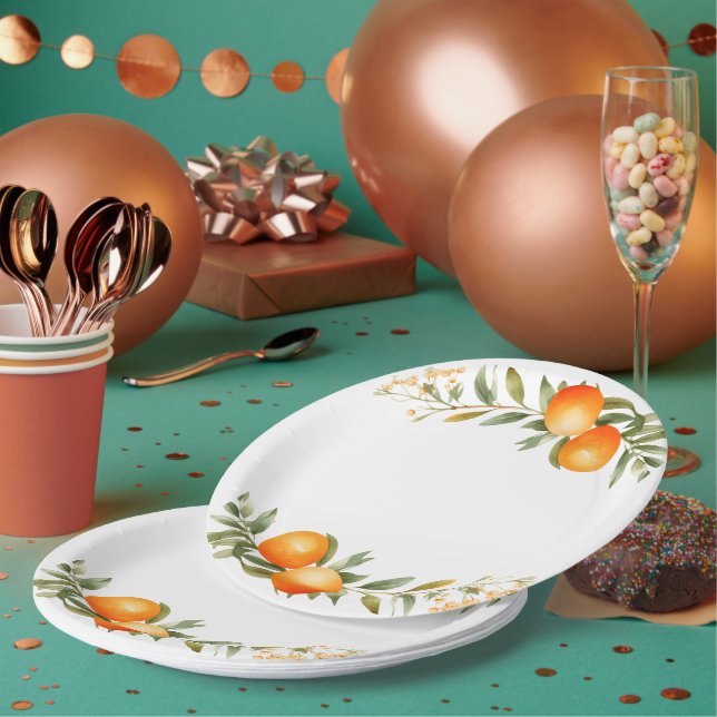 Plato De Papel Naranjas Pequeño Cutie Baby Shower (Multi)