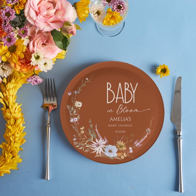 Plato De Papel Naranjas quemados flores bebé en placa de papel en (Subido por el creador)