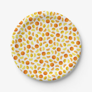 Plato De Papel Naranjas y Lemones