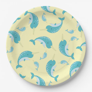 Plato De Papel Narwhal Baby Shower