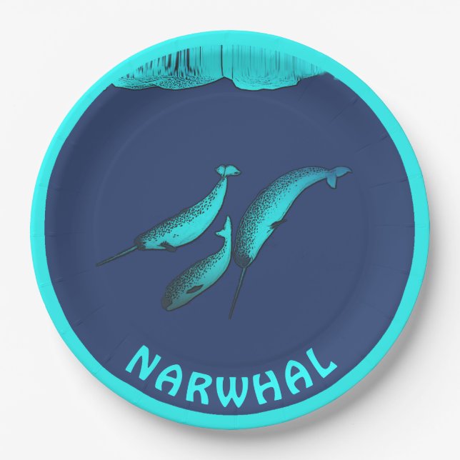 Plato De Papel Narwhal Bajo El Hielo (Anverso)
