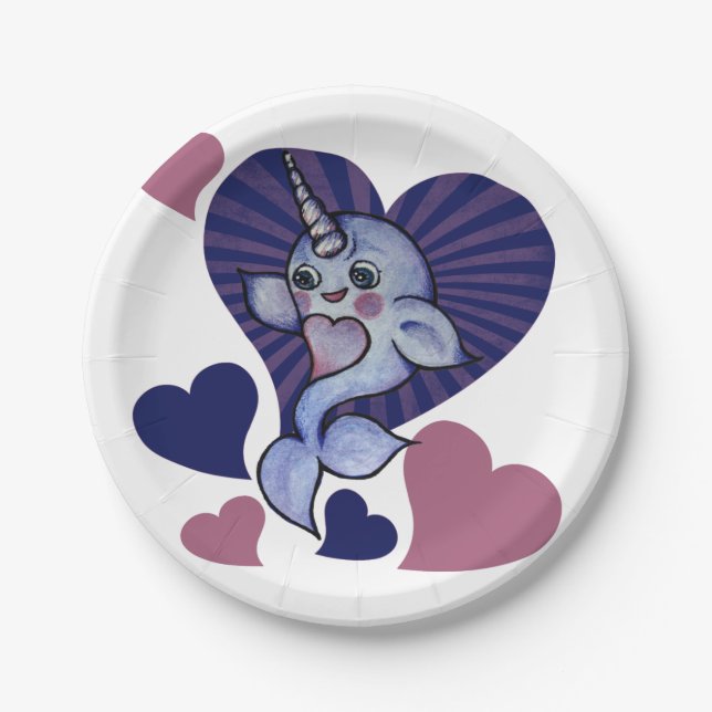 Plato De Papel Narwhal love (Anverso)