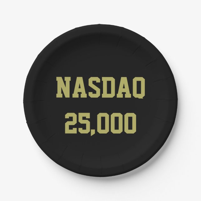 Plato De Papel NASDAQ 25000 Stock Market Celebration (Anverso)