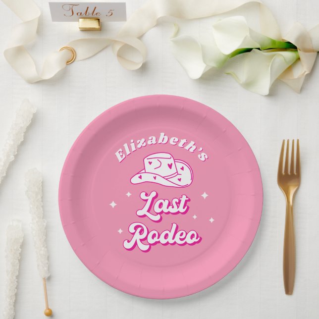 Plato De Papel Nashville Bachelorette Último Rodeo (Boda)