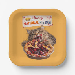 Plato De Papel National Pie Day Cat Plates
